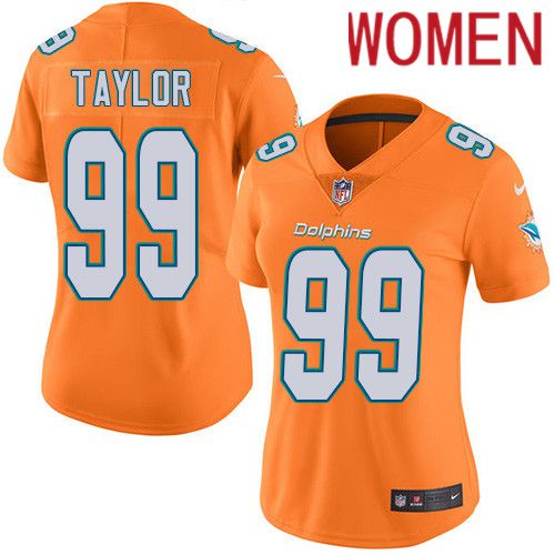 Women Miami Dolphins #99 Jason Taylor Nike Orange Vapor Limited Rush NFL Jersey->women nfl jersey->Women Jersey